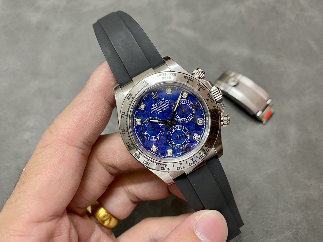 Rolex Daytona 116519 White Gold Blue Garnet Disc Diamond Marking Men's Watch