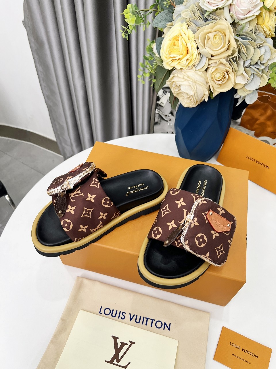 Louis Vuitton Shoes XTakashi Murakami couple slippers