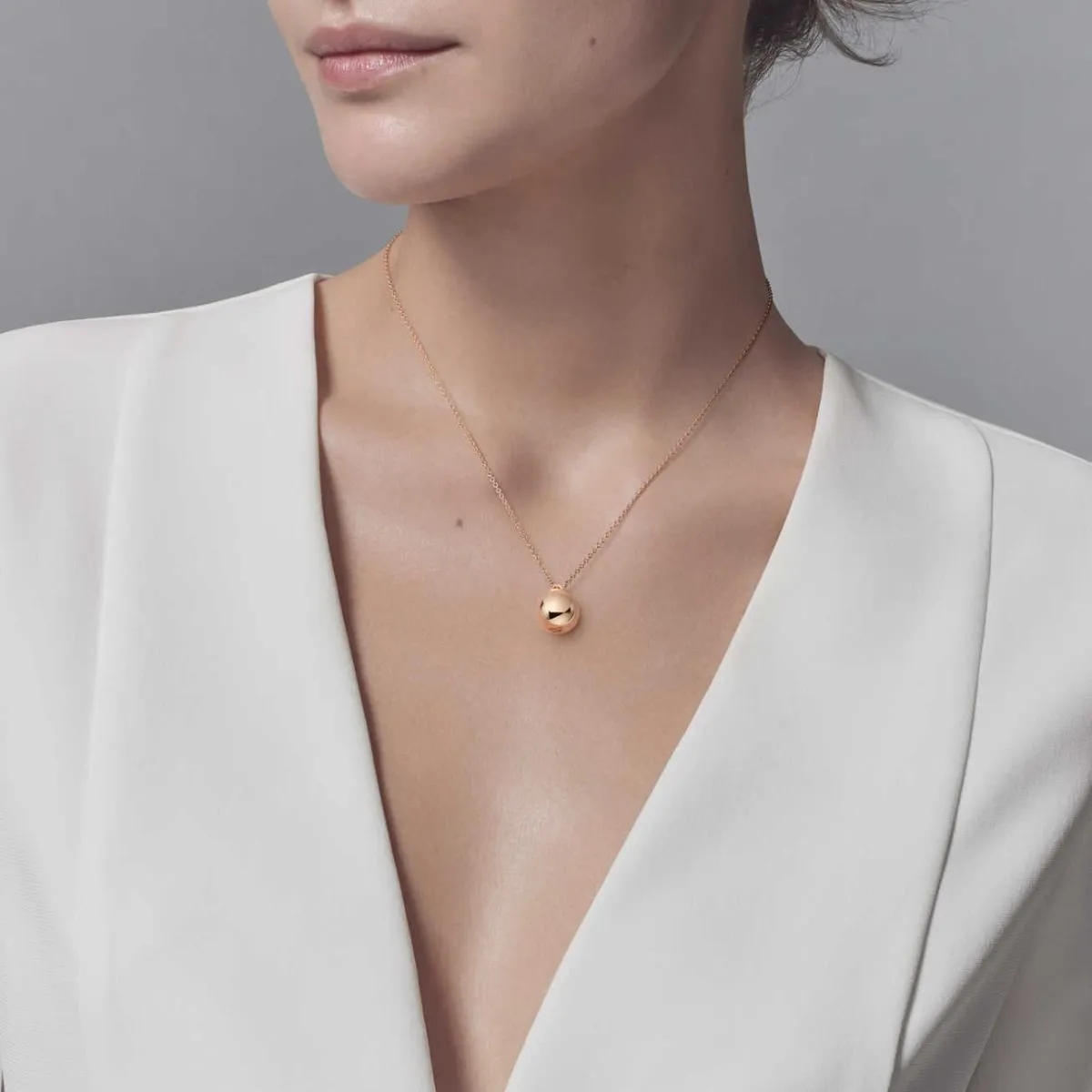 Tiffany Hardwear Ball Pendant Chain Necklace Pink/Yellow Gold Fashion Women Jewelry GRP09557/GRP09558
