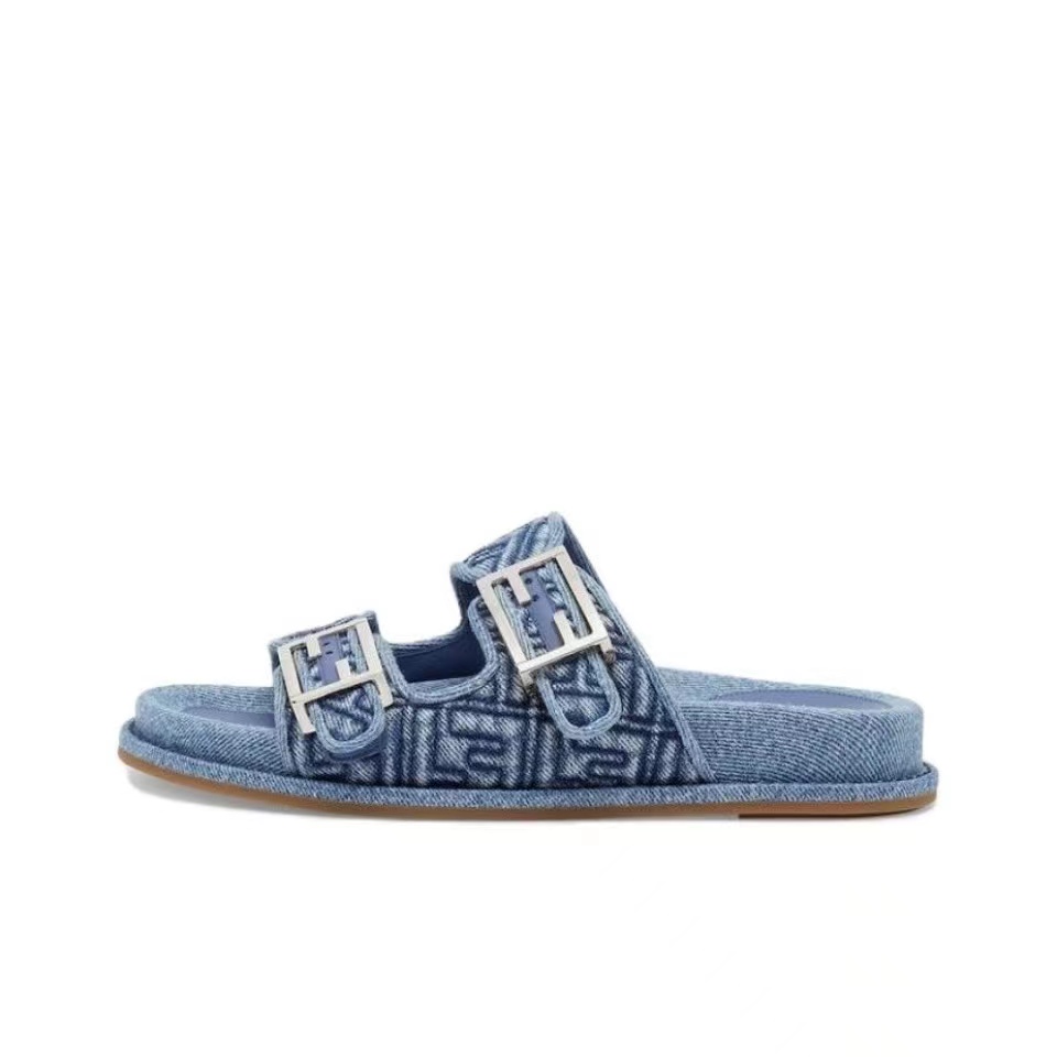 Fendi Fabric One Word Comfortable Slippers Shoes Sandal (Replica)
