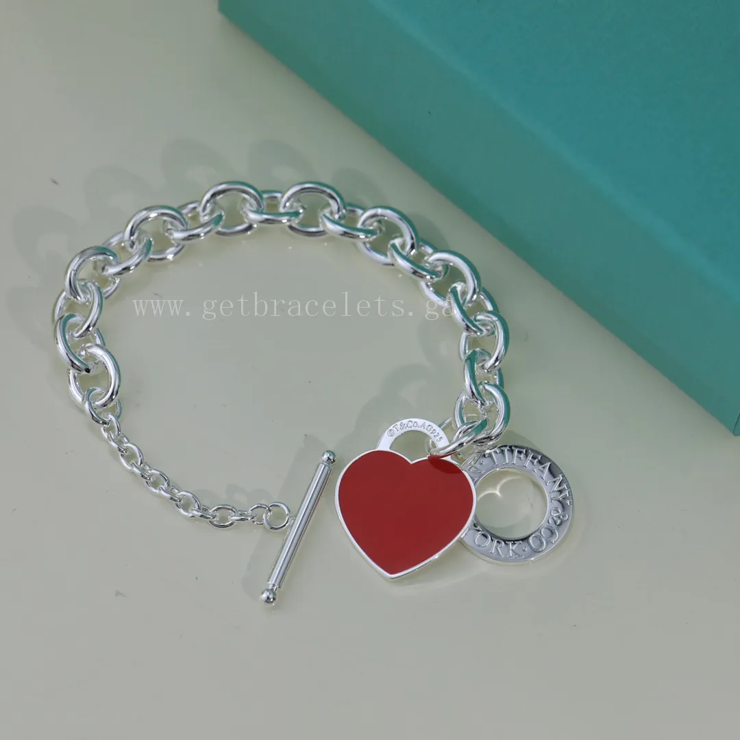 Return to Tiffany Heart Tag Toggle Bracelet in Silver Blue/Pink/Red