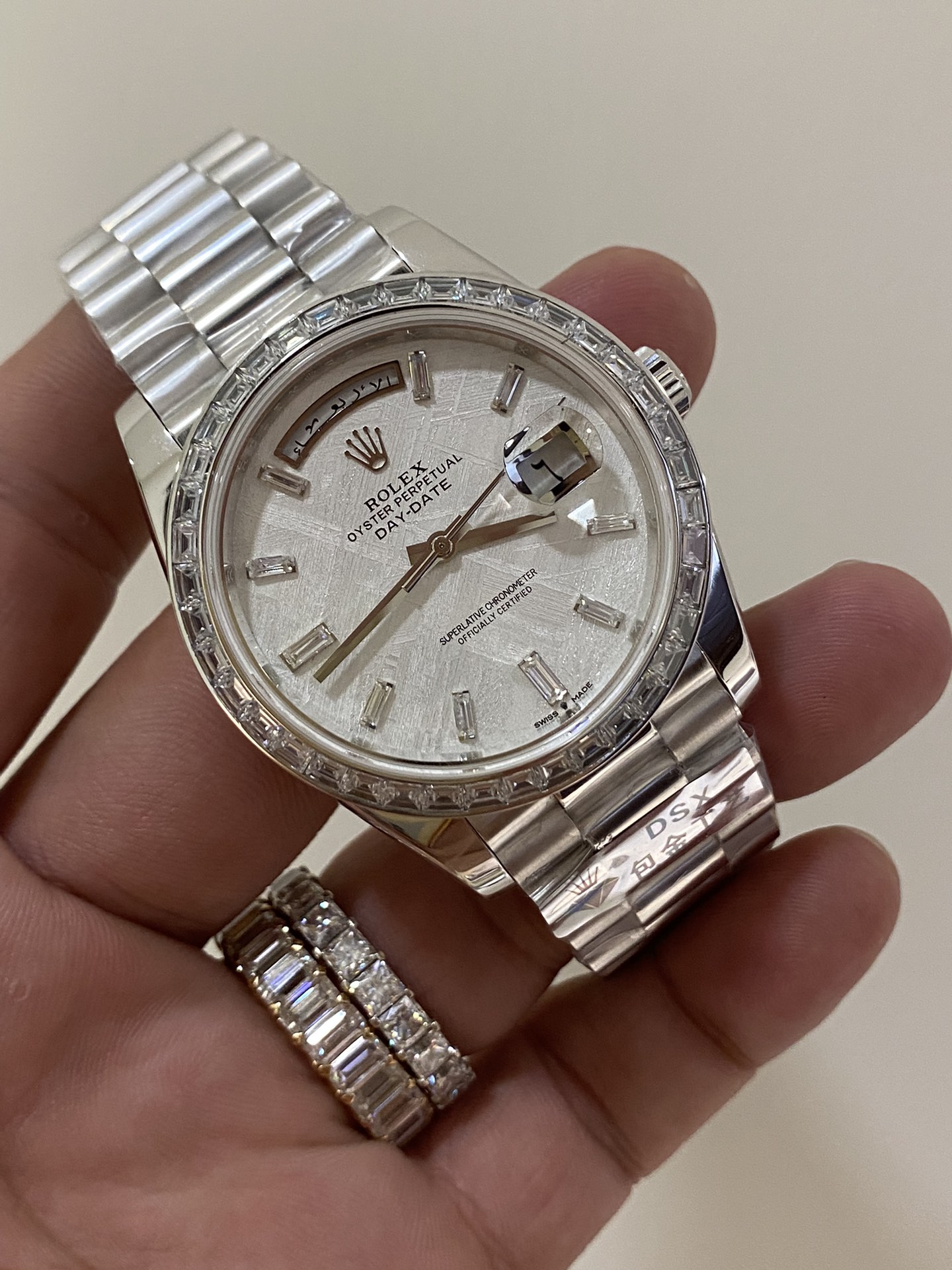 Rolex Day-Date 40 Platinum Meteorite Diamond Dial M228396TBR 0027 Men's Watch