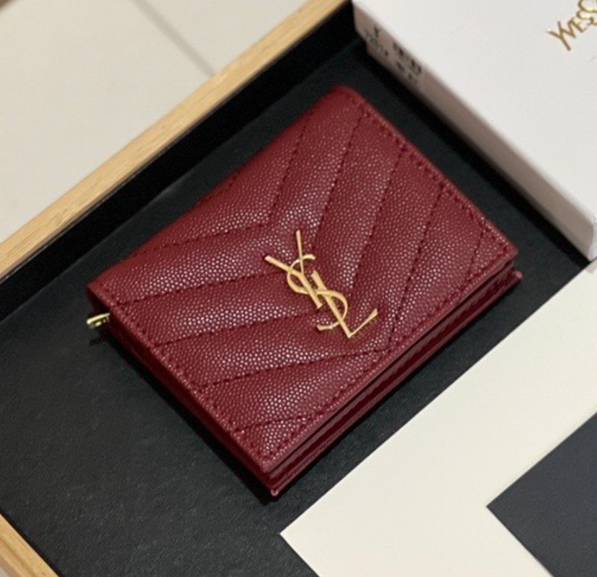 Saint Laurent YSL Monogram Caviar Leather Wallet (Replica)