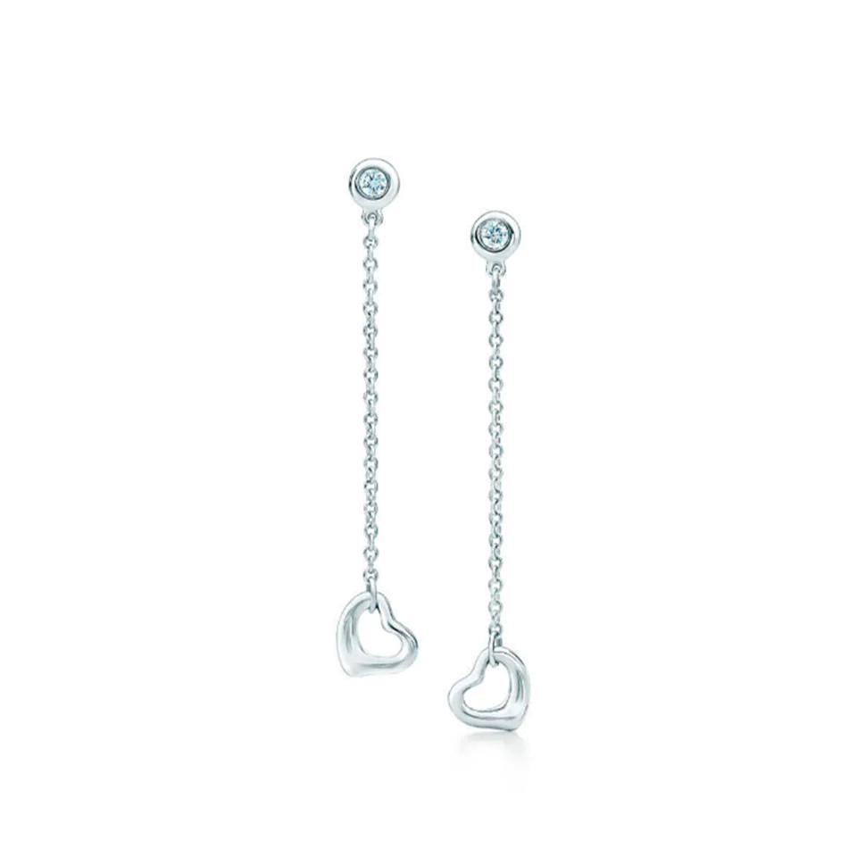 Tiffany Elsa Peretti Phony Diamonds By The Yard Open Heart Earrings Women Jewellery 31915201