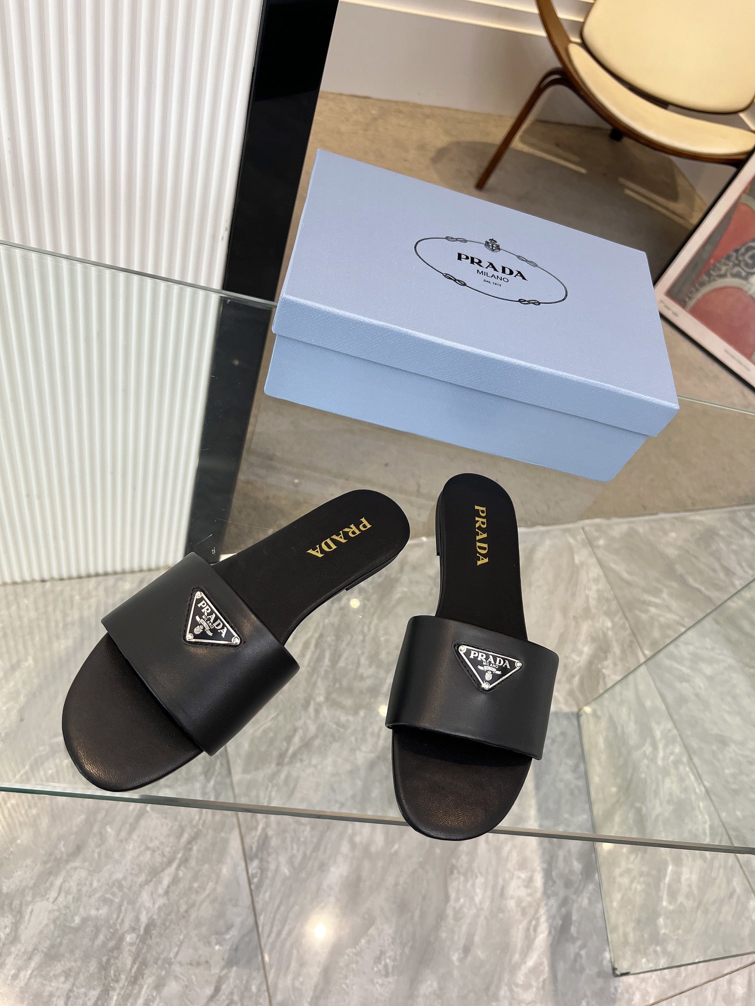 Prada Shoes Triangle logo women's slippers