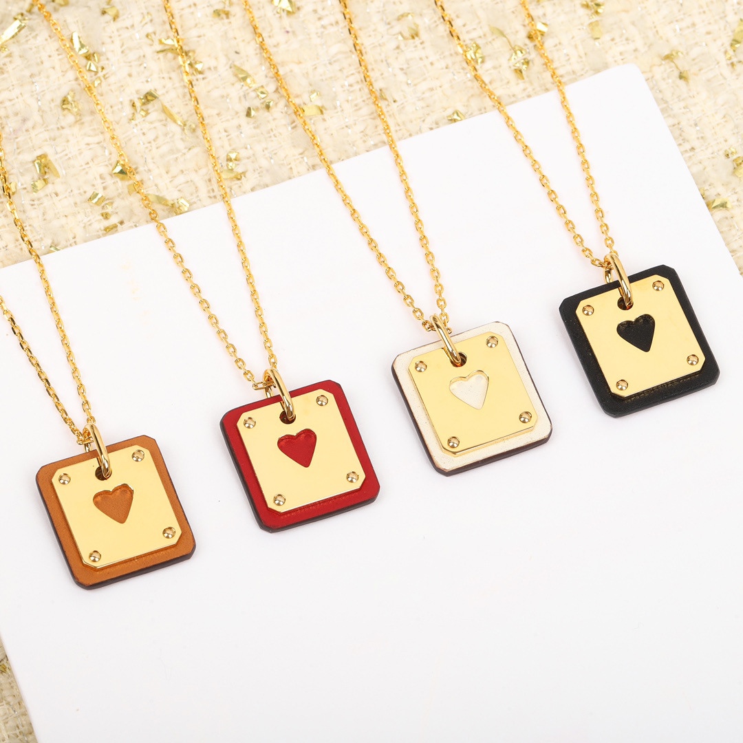 Hermes Card Necklace with Cowhide Leather