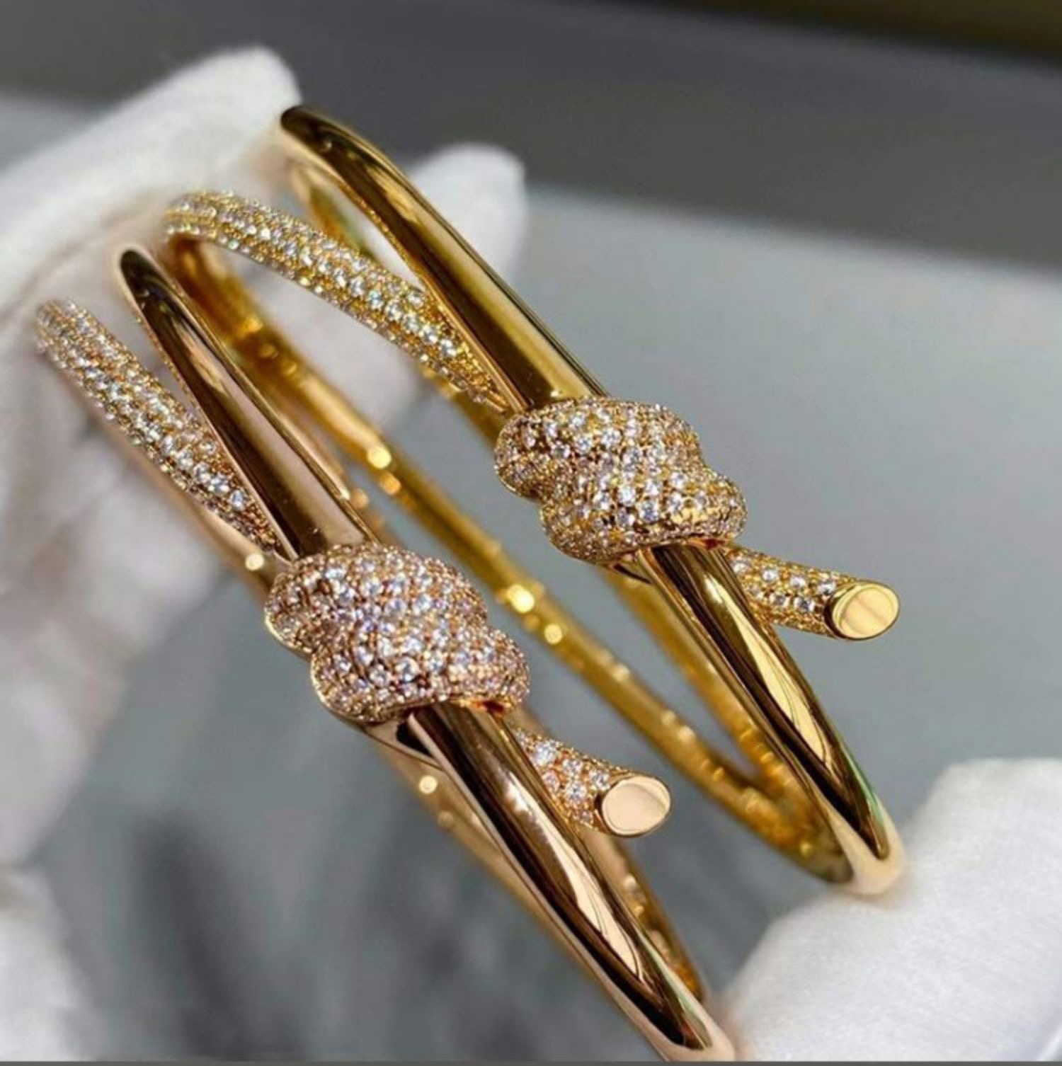 Tiffany&Co Knot Bracelet Dupe, Gold & Rose Gold, Diamonds