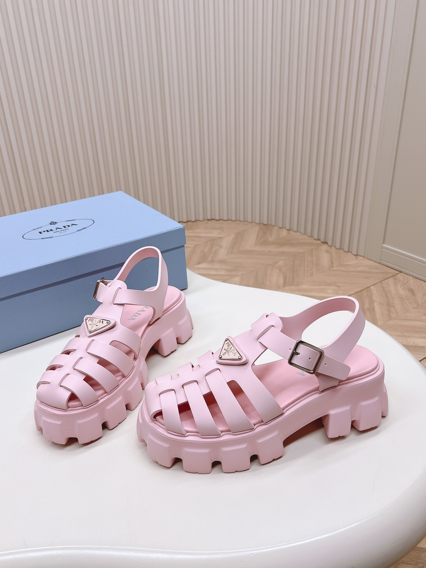 Prada Shoes Serrated thick soled women's sandals