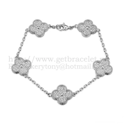 Van Cleef & Arpels Vintage Alhambra Bracelet 5 Motifs White Gold