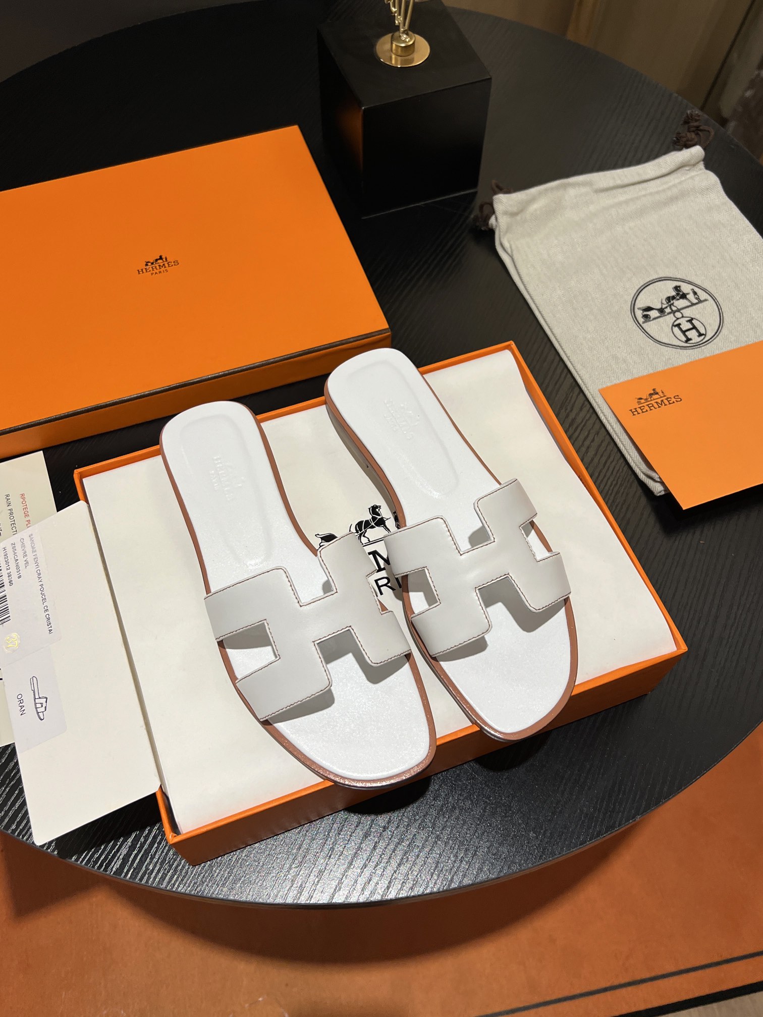 Hermes Shoes H series plain weave women's slippers