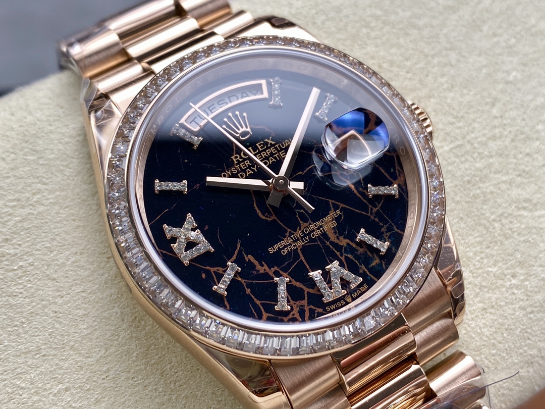 Rolex Day-Date 128345RBR Eisenkiesel dial Everose Gold 36MM Unisex Replica Watch