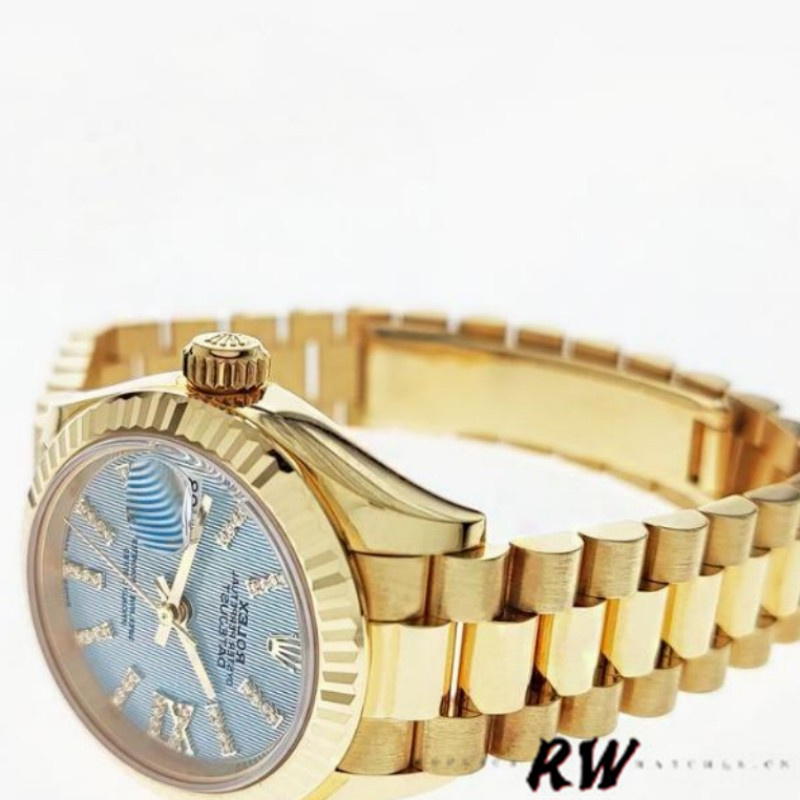 Rolex Datejust 279178 Cornflower Blue Dial Fluted Bezel 28mm Lady Replica Watch