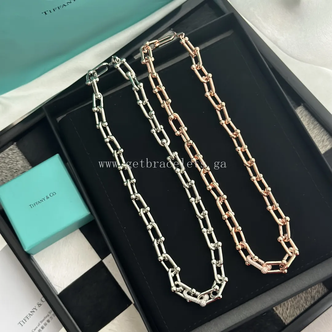 Tiffany HardWear Link Necklace With Diamonds Rose Gold/White Gold