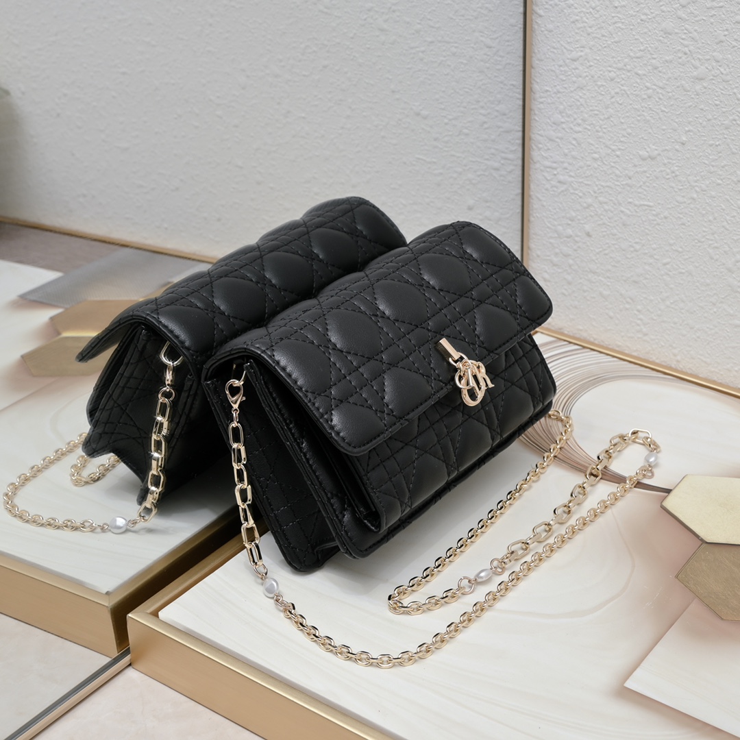 Dior Lady Dior Daily Chain Pouch Cannage lambskin Shoulder Bag Handbag