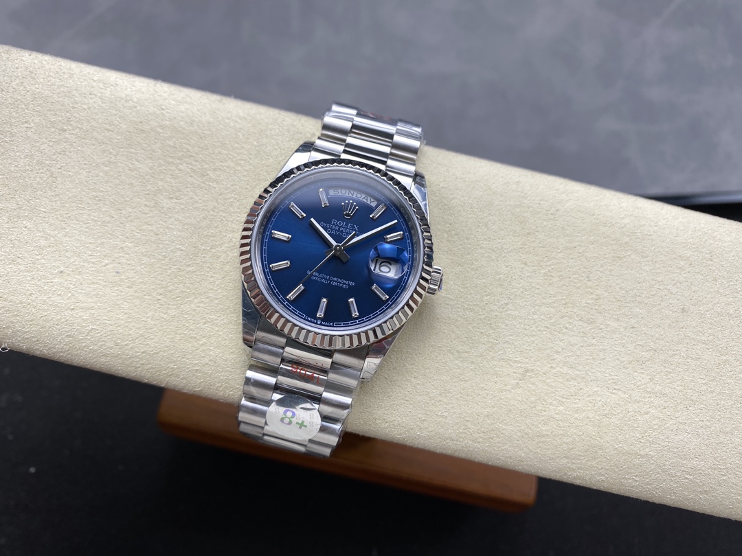 Rolex Day Date White Gold 36 Blue Diamond Dial m128239 0069