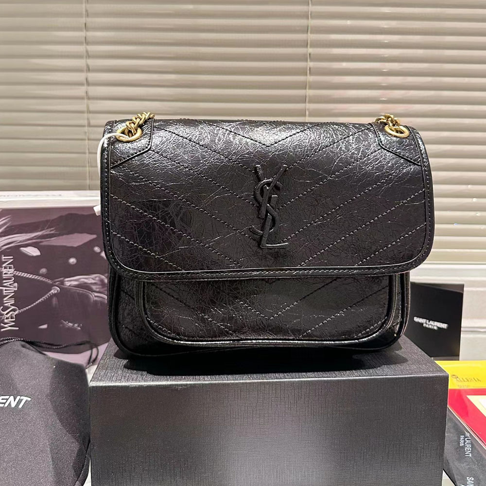 SAINT LAURENT Niki Baby In Vintage Leather Shoulder Bag(Replica)