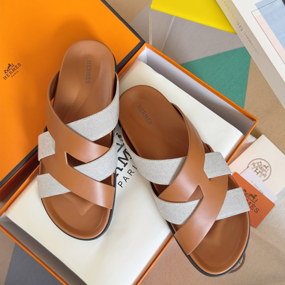 Hermes Shoes Kazimir series couple slippers