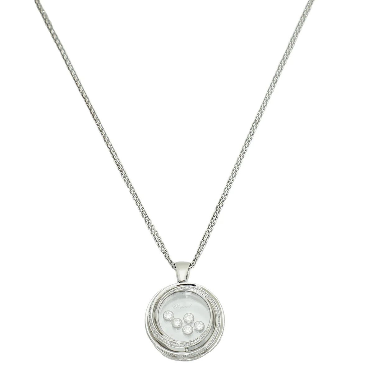 Chopard 18K White Gold Diamond Happy Emotion Large Model Necklace