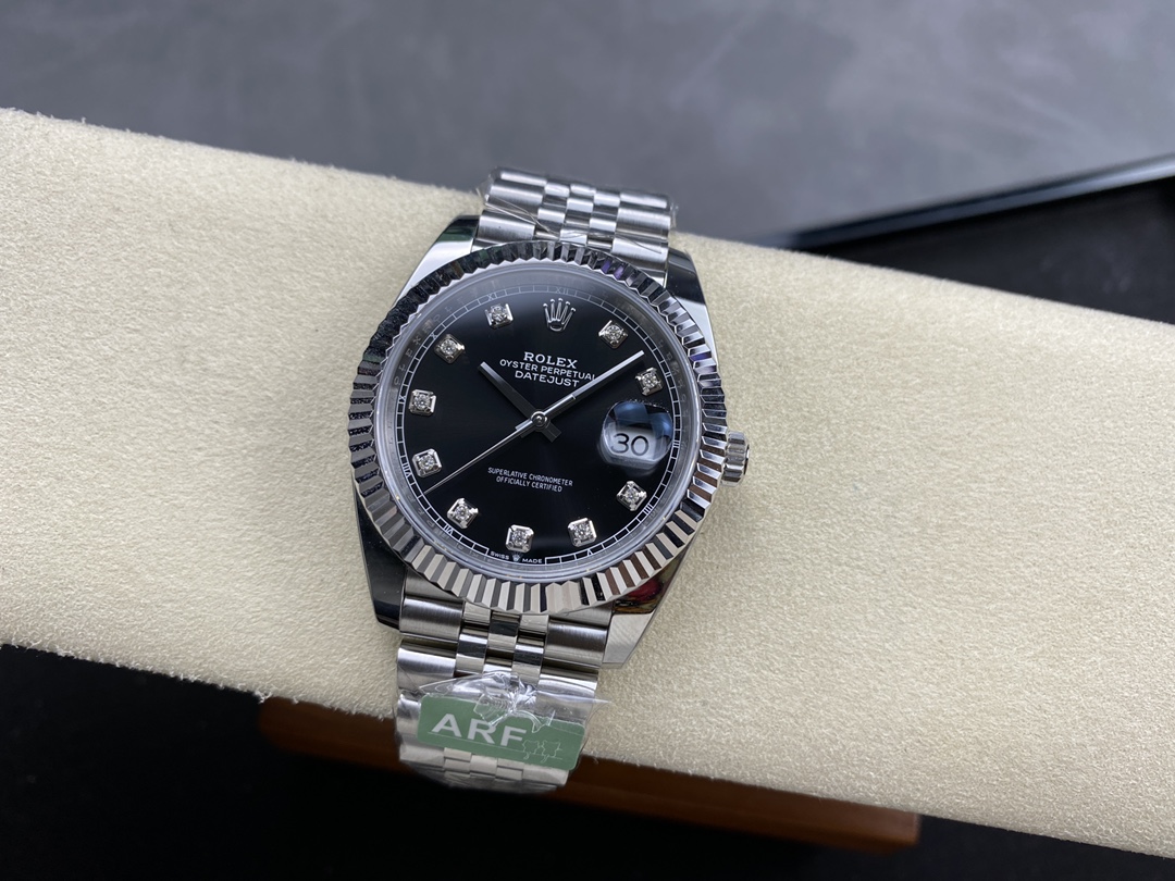 Rolex Datejust 41mm Black Diamond Dial White Rolesor Case m126334 0012 Men's Watch