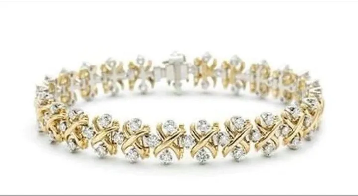 Tiffany Schlumberger Lynn Bracelet Pink/Yellow Gold Silver X Adornments Crystals Set Knockoff UK 12144245/19186482