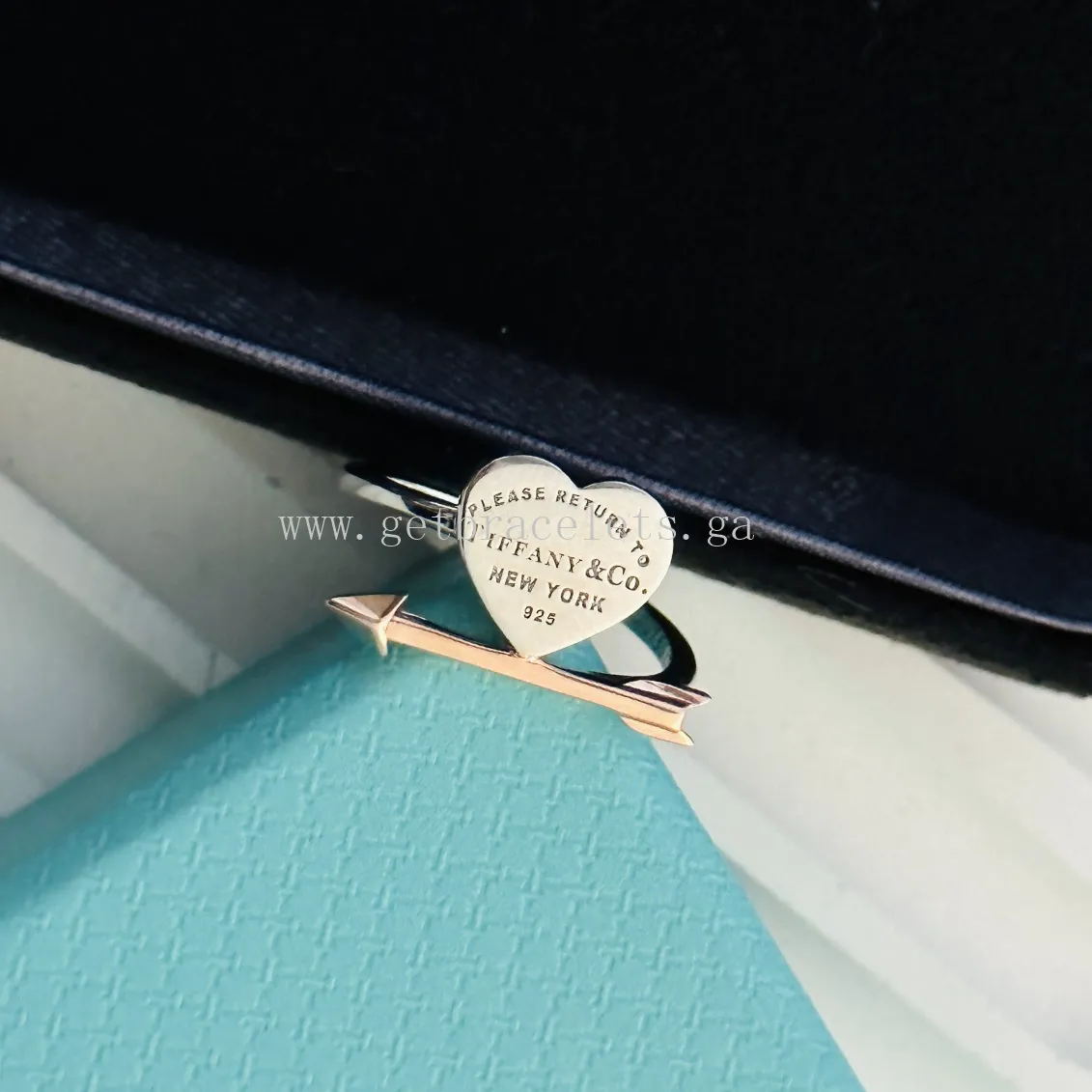 Tiffany Lovestruck Heart Tag Ring in Silver and Rose Gold