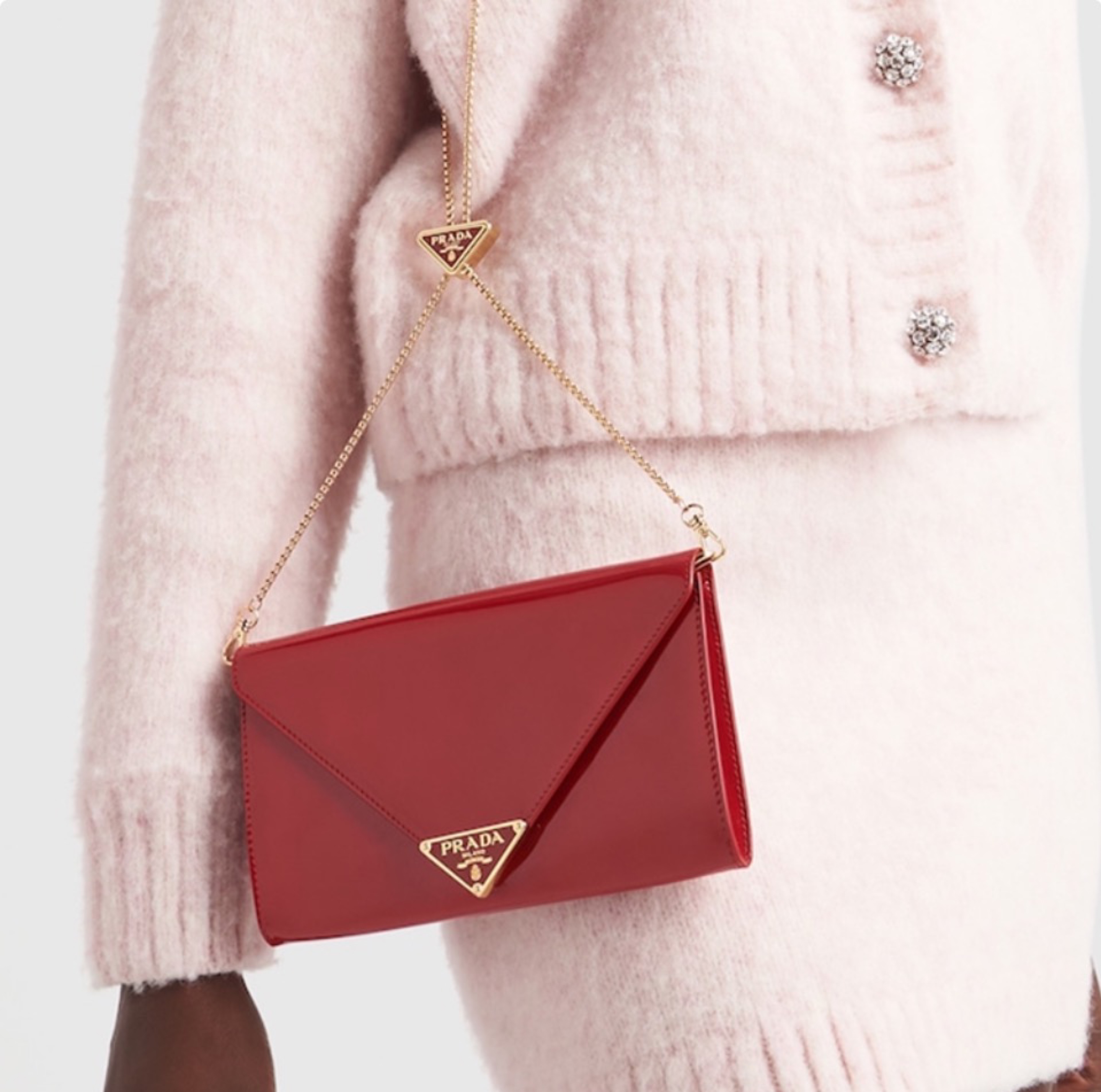 Prada Leather Clutch Shoulder Bag Handbag（Replica）
