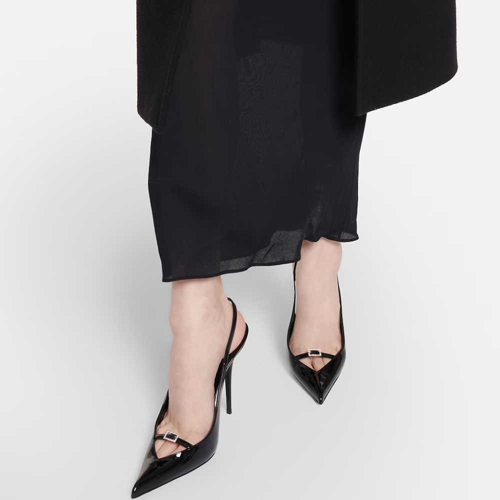 Saint Laurent YSL Patent Leather Buckle High Heel 10.5CM Slide Sandal (Replica)