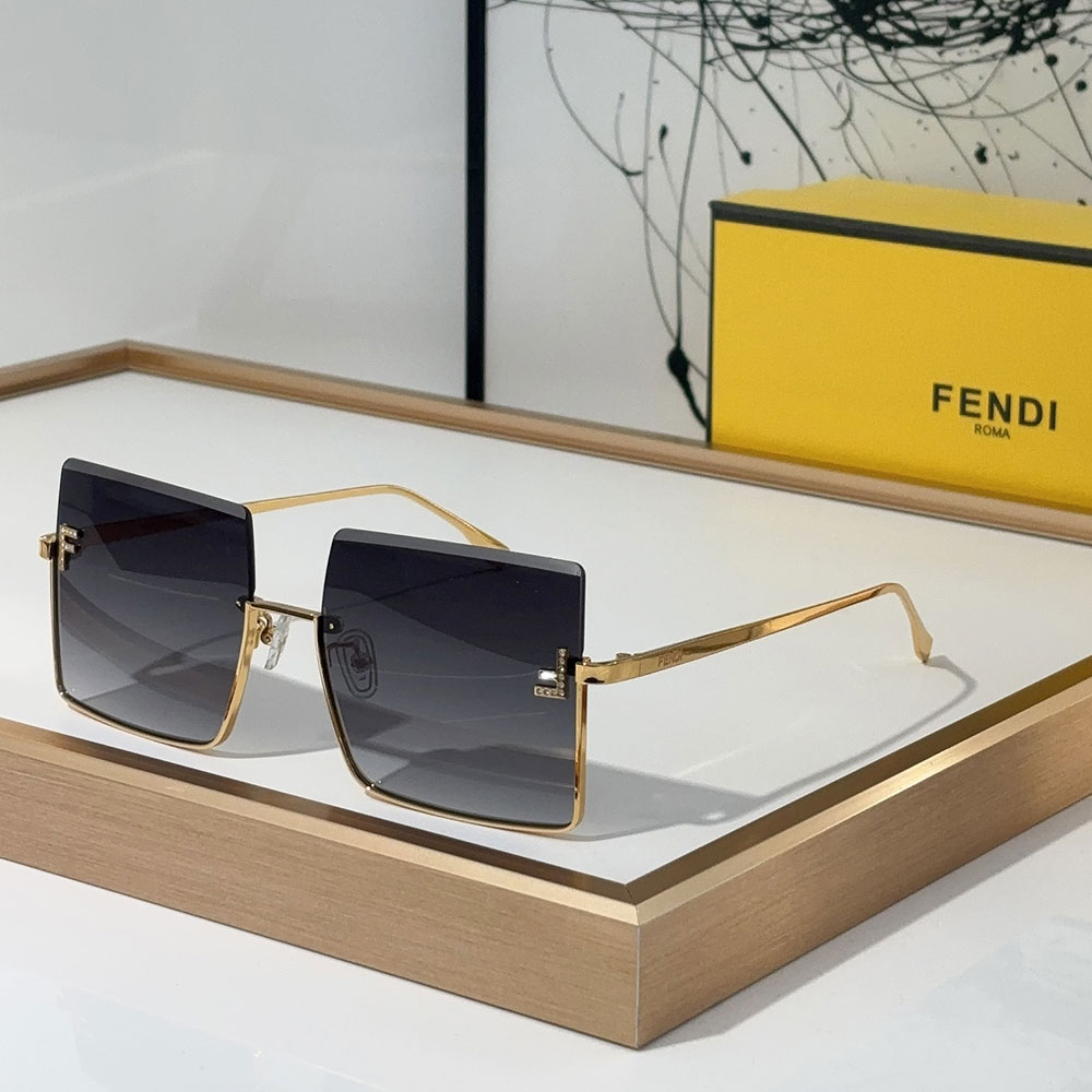 Fendi Half Frame Thin Metal Frame Sunglasses Top quality 锛�Replica锛�
