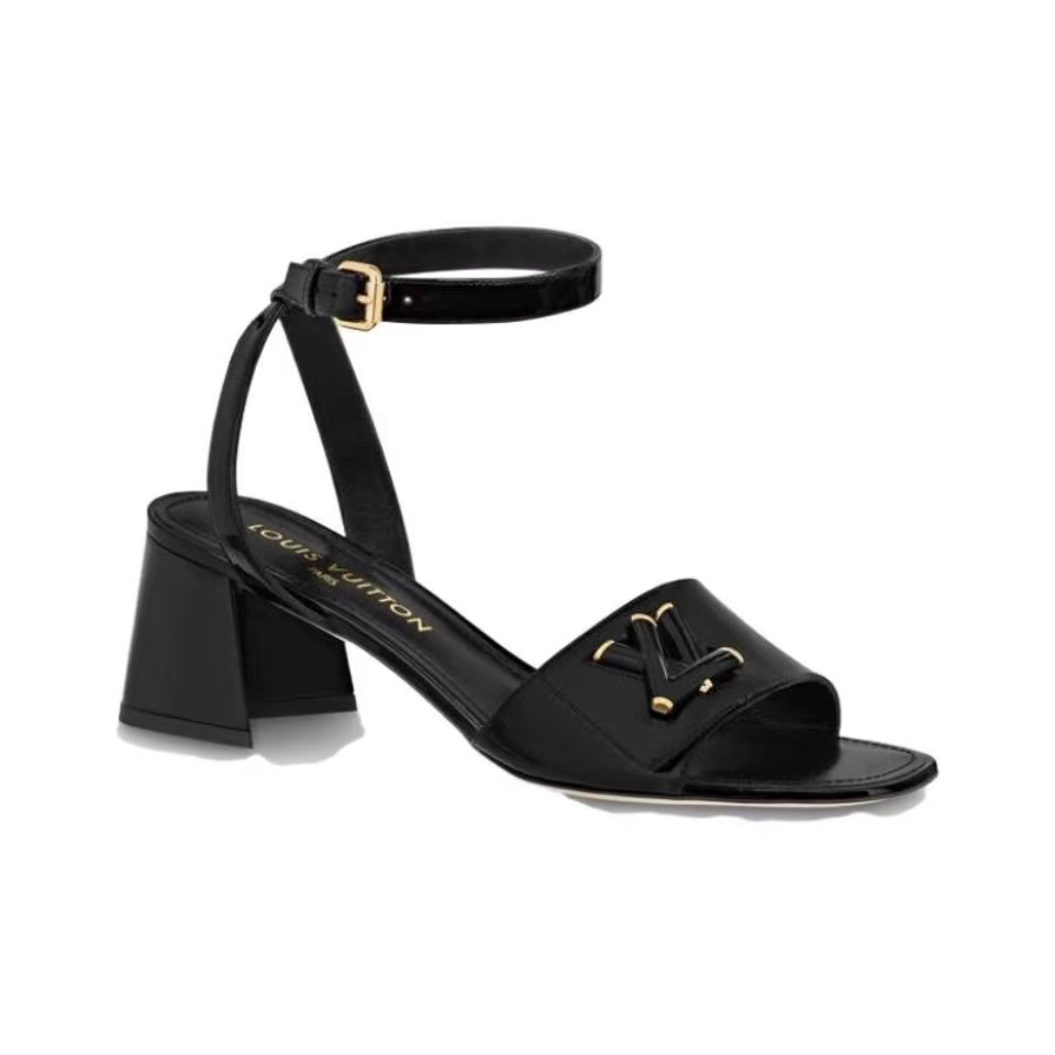 Louis Vuitton LV Patent Leather Thick And Cool Slide Sandal (Replica)
