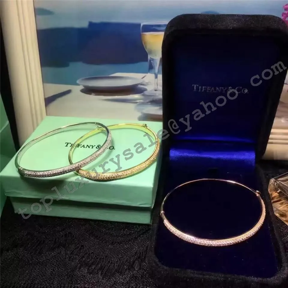Tiffany Metro Three-row Hinged Bangle Sterling Silver Diamonds Wholesale