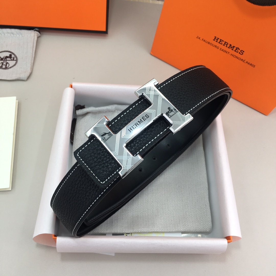 Hermes H Belt Buckle & Reversible Black For Women, Women Belt 380MM