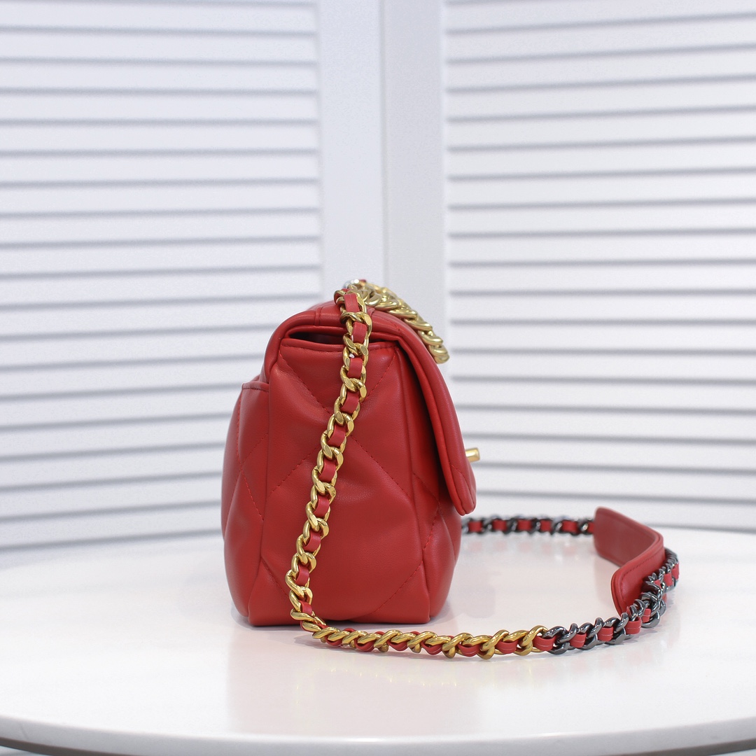 Chanel Lambskin Quilted Small 19 Flap Shoulder Bag Handbag