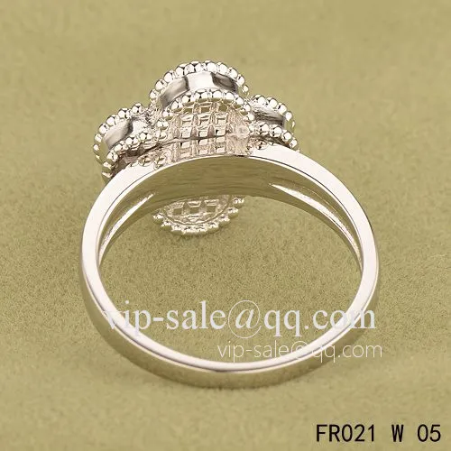 Replica Van Cleef Vintage Alhambra Ring In White Gold With Black Onyx