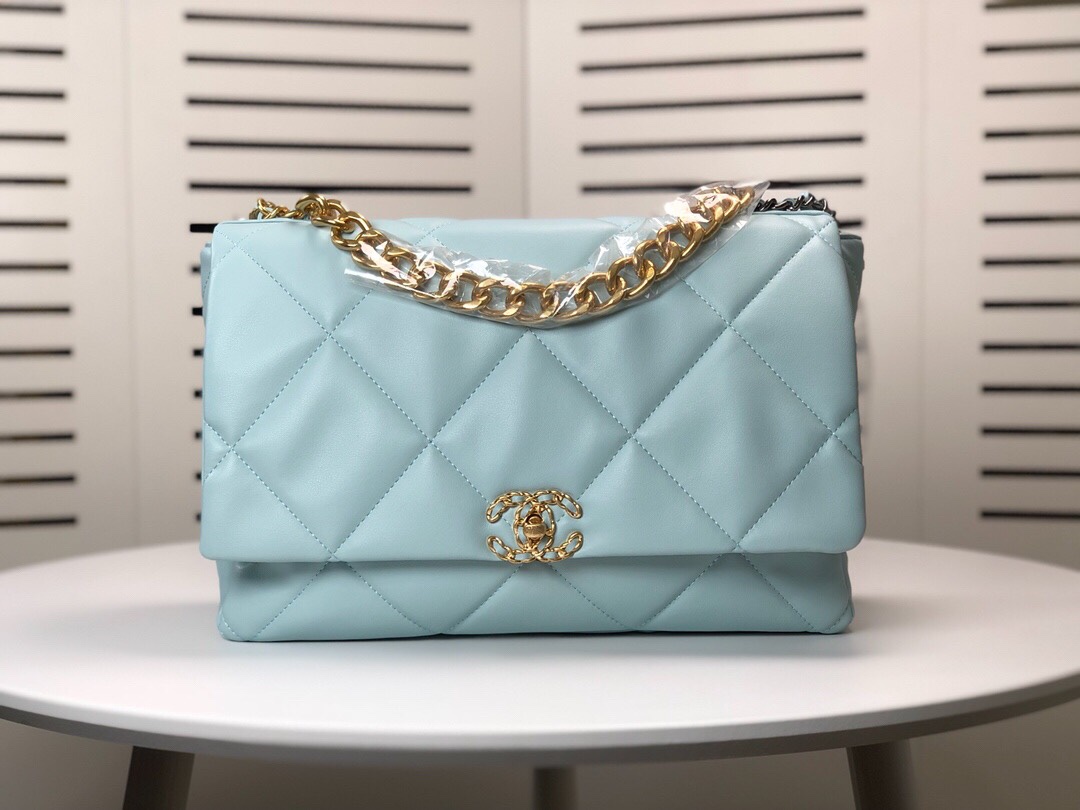 Chanel Lambskin Quilted Large19 Flap Shoulder Bag Handbag