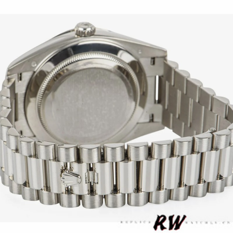 Rolex Day-Date 228349RBR White Roman Dial Diamond Bezel 40mm Mens Replica Watch