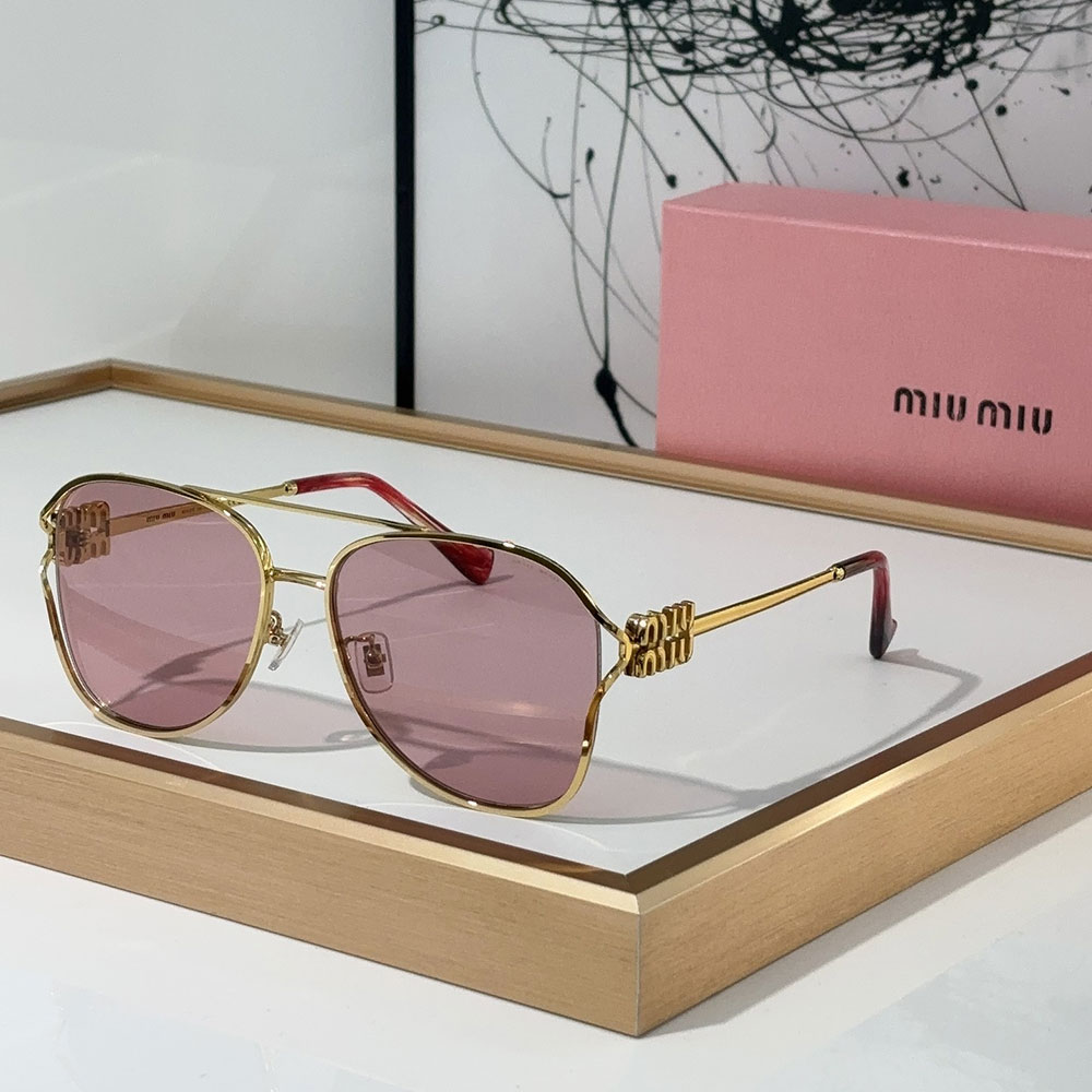 Miumiu Slim Metal Logo Mirror Legs Sunglasses Top quality 锛�Replica锛�