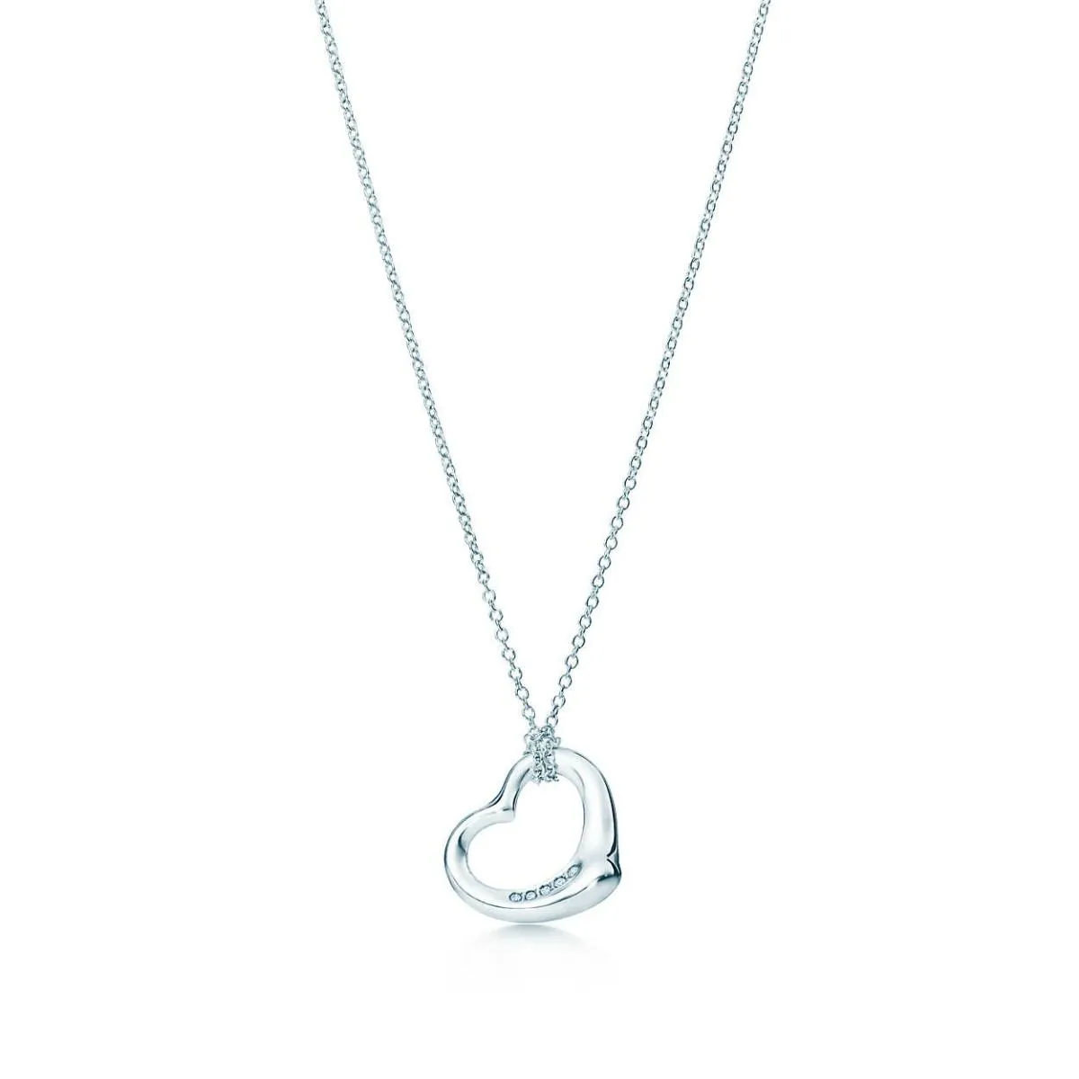 Tiffany Elsa Peretti Open Heart Pendant Studded Crystals Necklace Fashion Women Jewelry 11624294/30171179