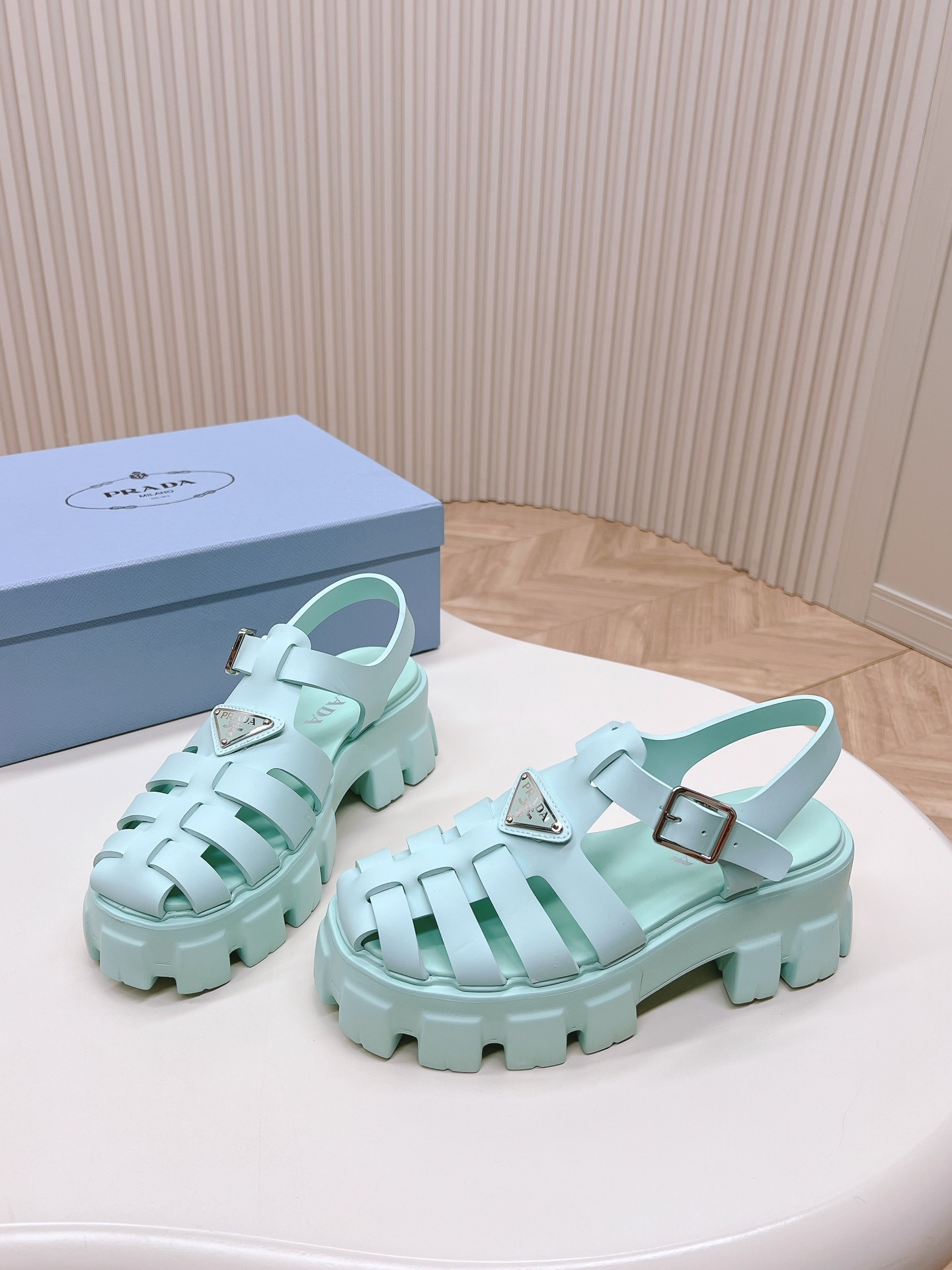 Prada Shoes Serrated thick soled women's sandals