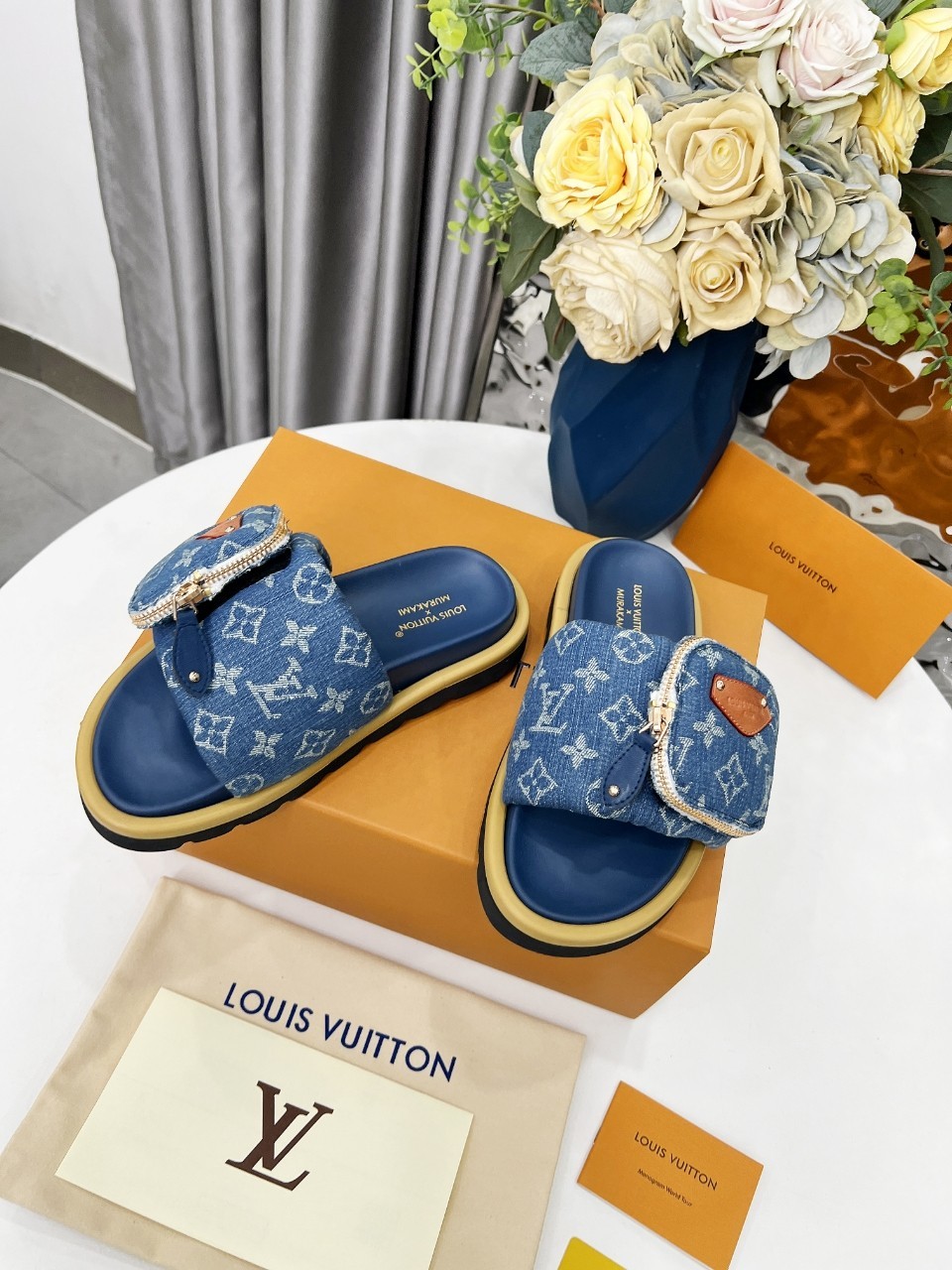 Louis Vuitton Shoes XTakashi Murakami couple slippers