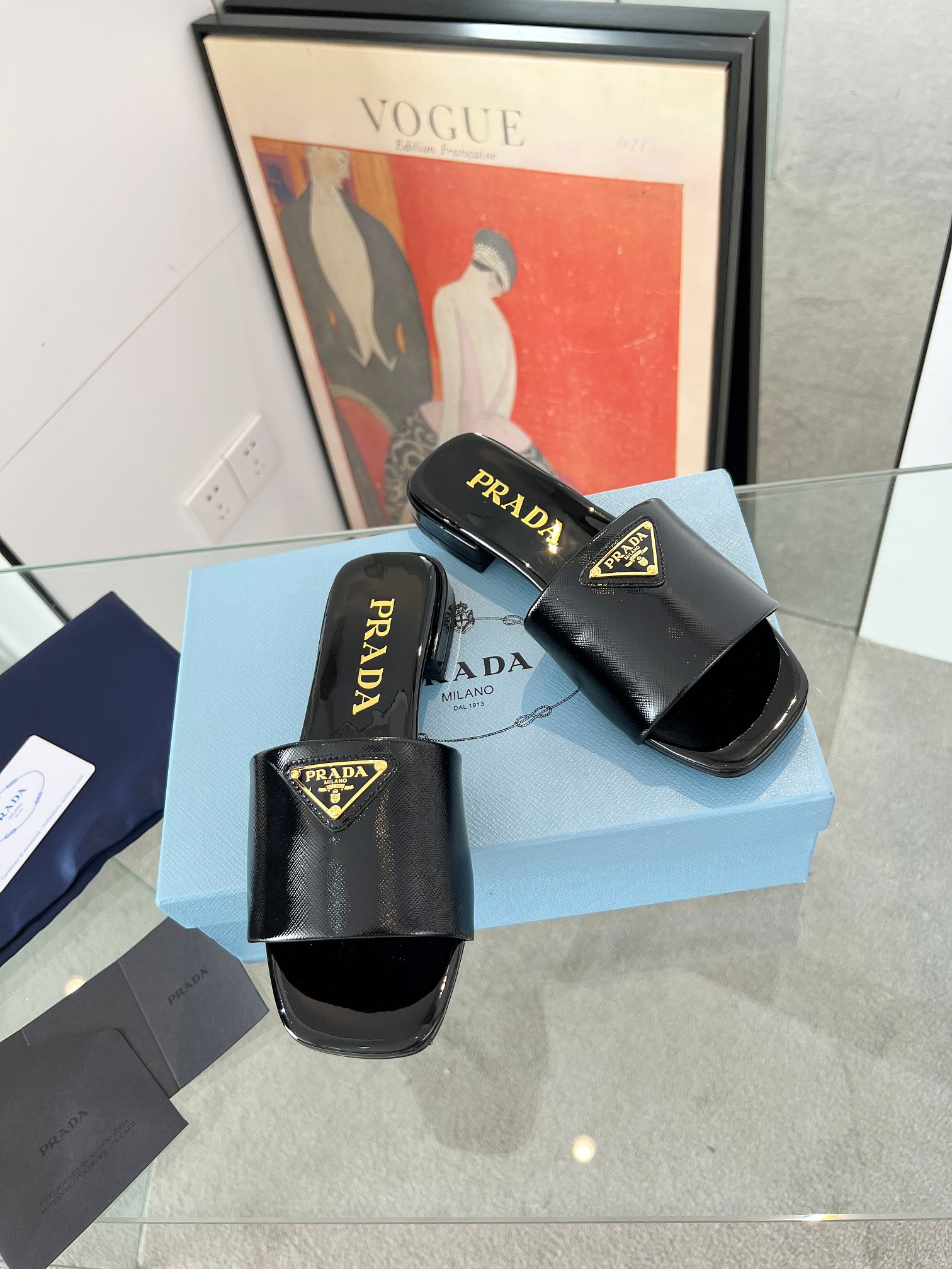 Prada Shoes Saffiano cowhide women's slippers