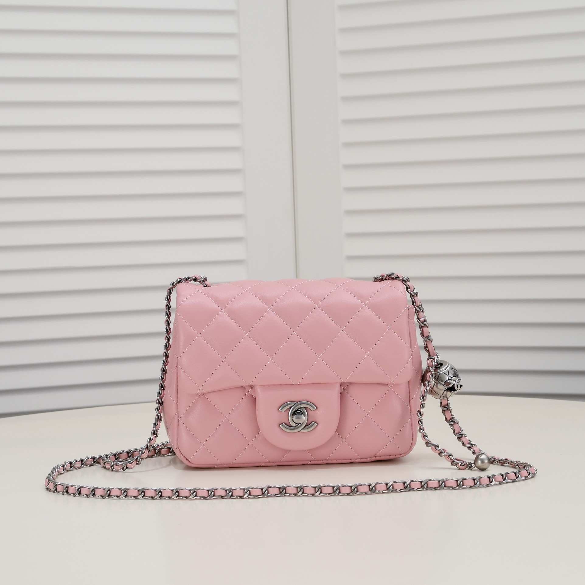 Chanel Cross Body Metal Ball Chain Shoulder Bag Handbag