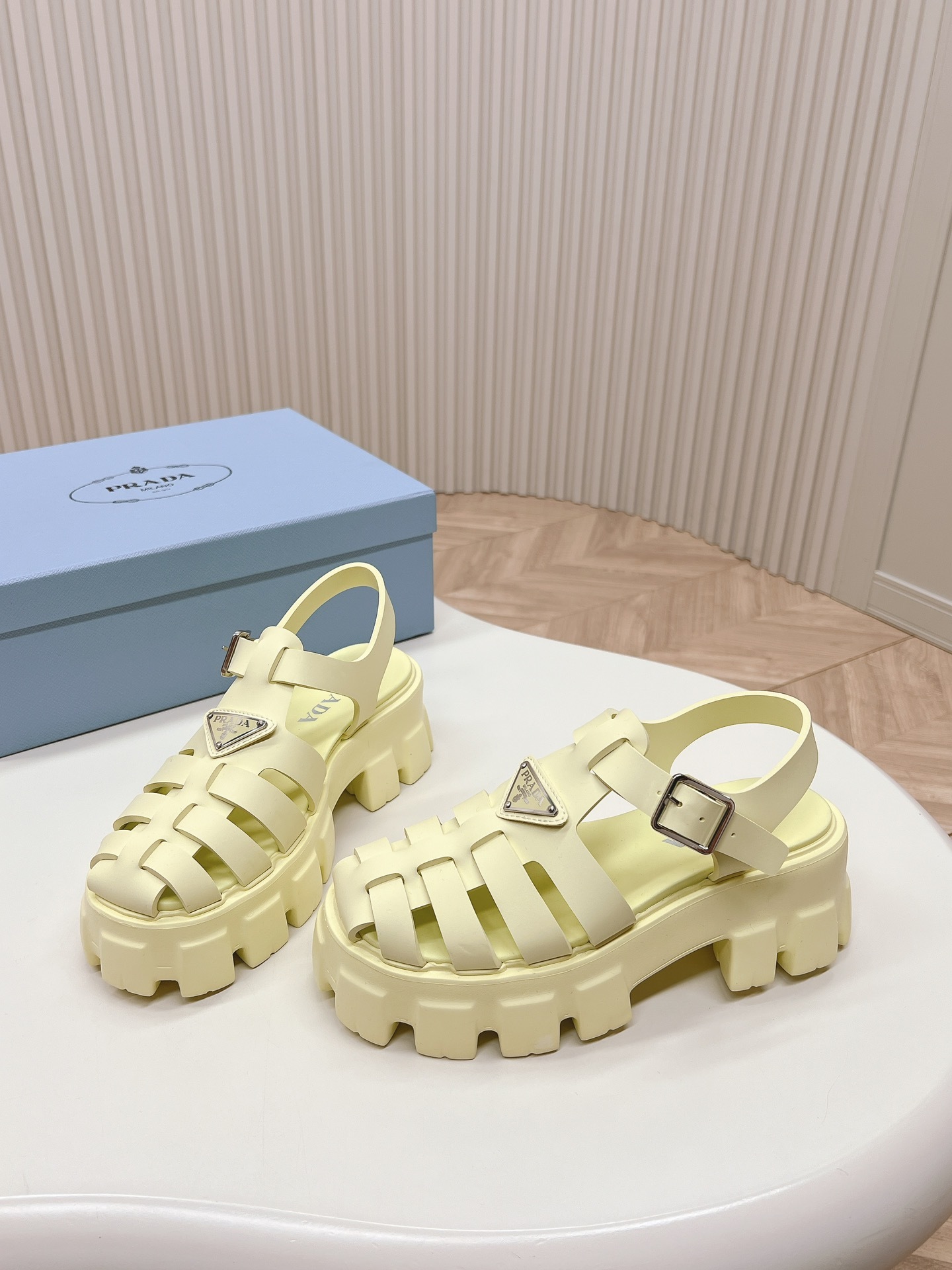 Prada Shoes Serrated thick soled women's sandals