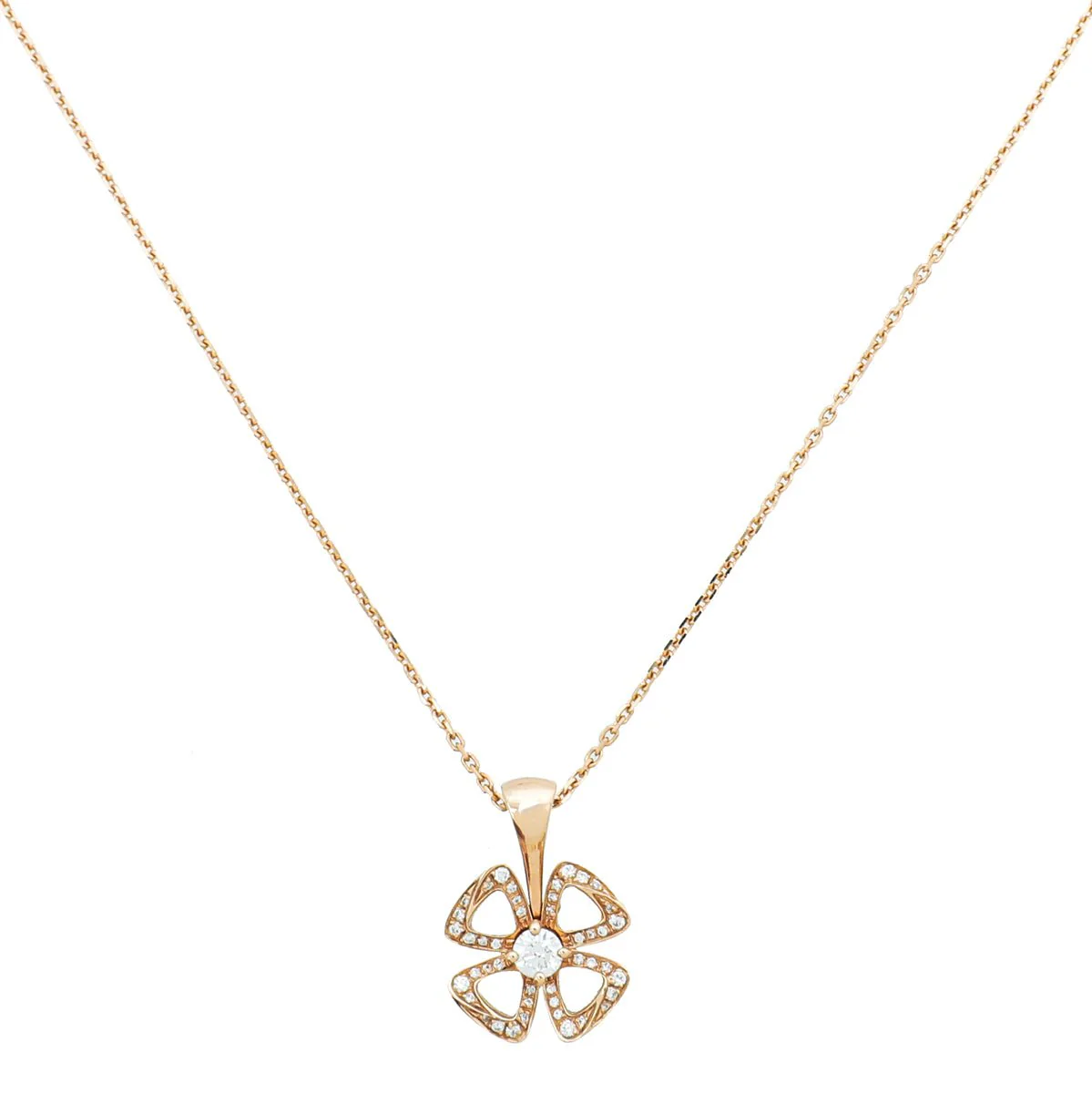 Bvlgari 18K Pink Gold Diamond Fiorever Necklace