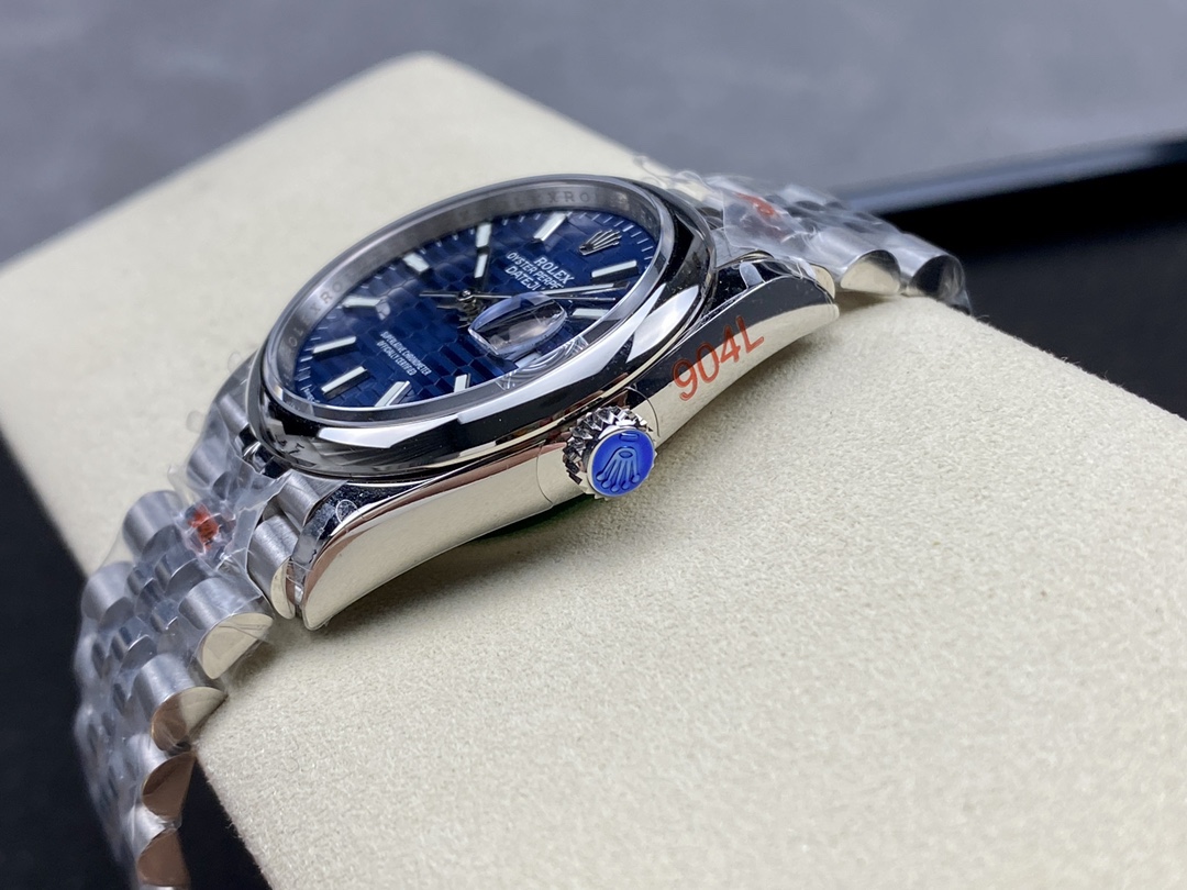 Rolex Datejust 126200 Stainless Steel Automatic Blue Motif Wave Dial 36MM Unisex Replica Watch