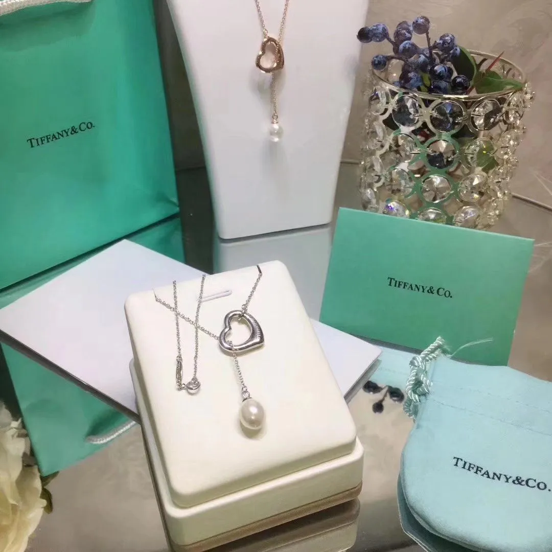 Tiffany Elsa Peretti Lariat Open Heart Pendant With The Pearl Necklace Fashion Women Jewelry 34507562/GRP09653