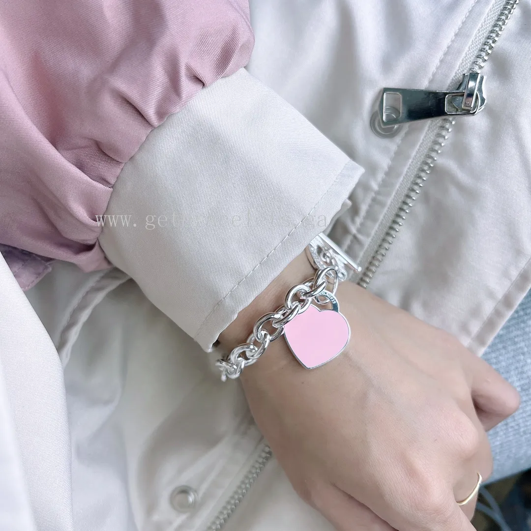 Return to Tiffany Heart Tag Toggle Bracelet in Silver Blue/Pink/Red
