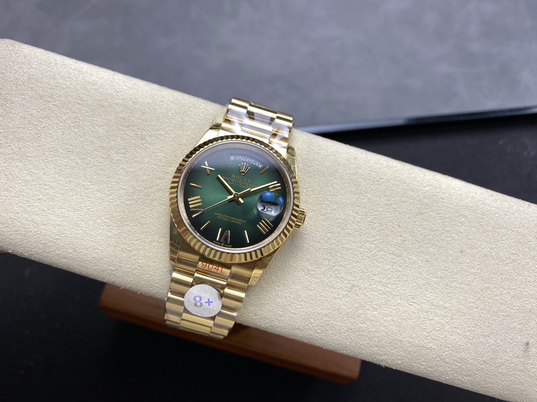 Rolex Day Date 36mm Fluted Bezel Green Ombre Dial President Bracelet m128238 0118