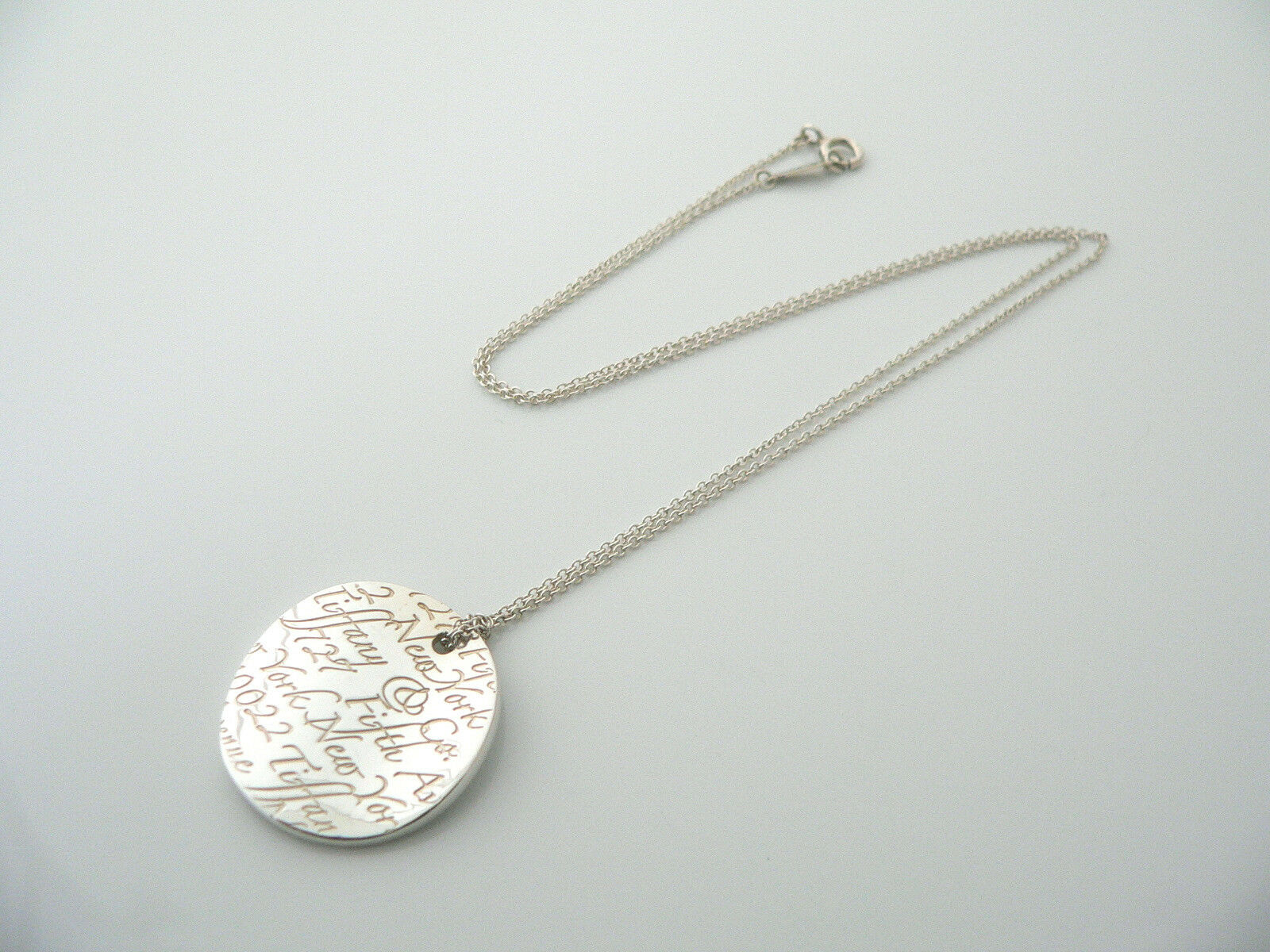 Tiffany Co Silver Notes Circle Round Necklace Pendant Charm 19 Inches Gift Love