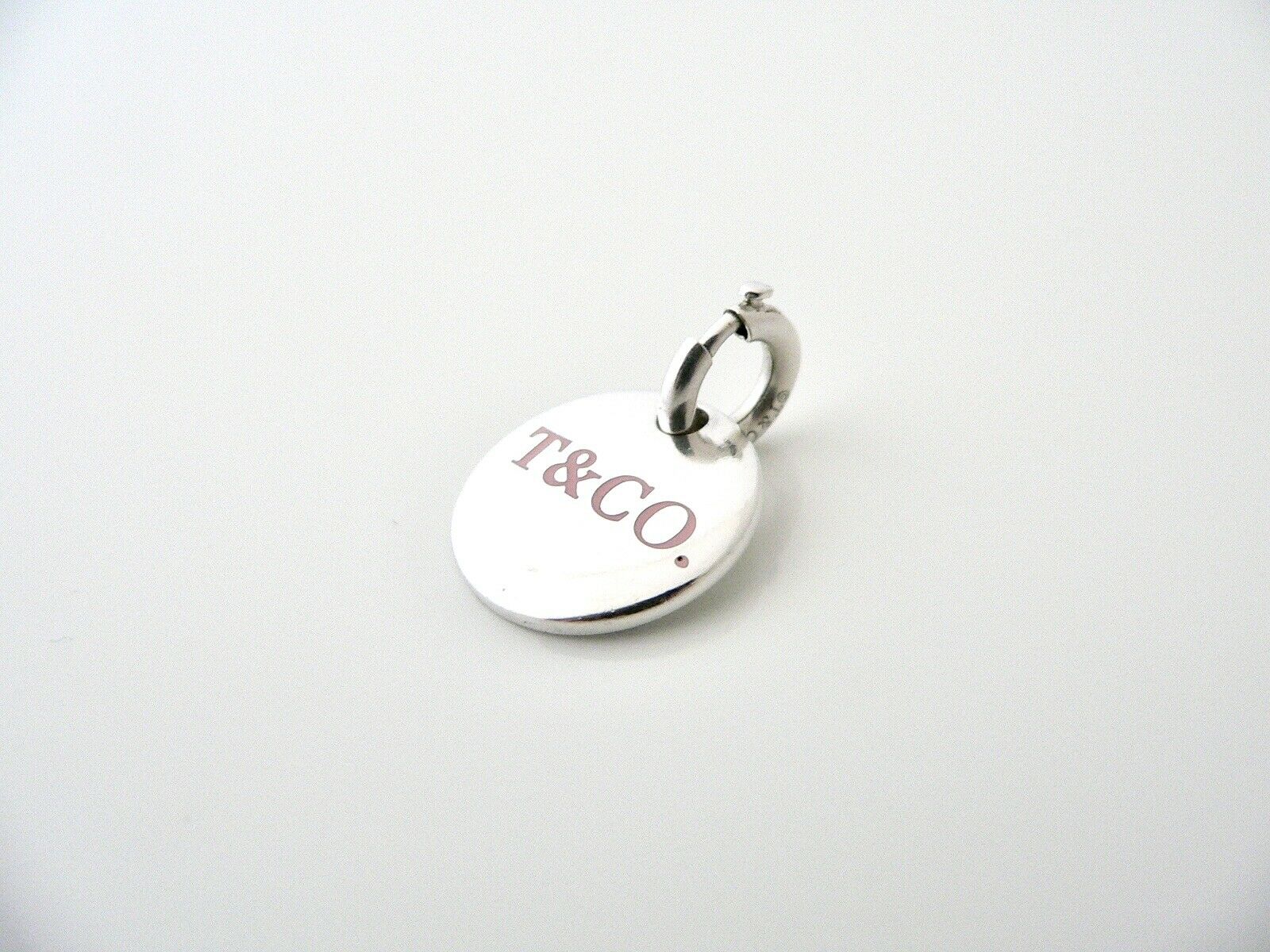 Tiffany & Co Silver Pink Enamel Charm Pendant Clasp 4 Necklace Bracelet Gift