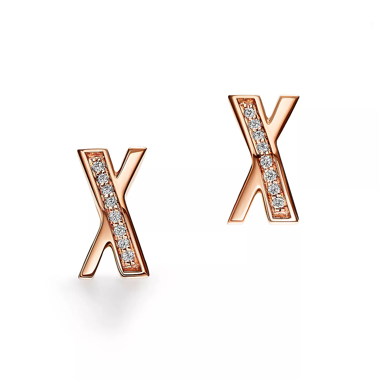 Tiffany Atlas庐 X Earrings, White Gold & Rose Gold